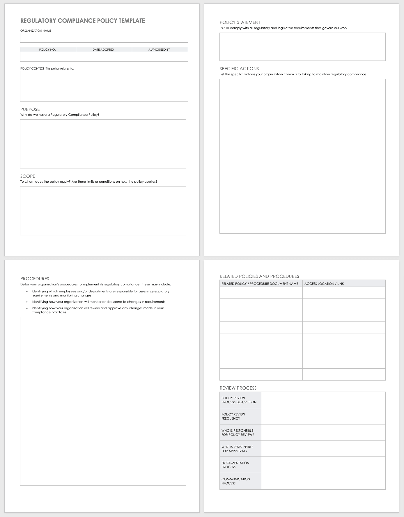 Regulatory Compliance Policy Template