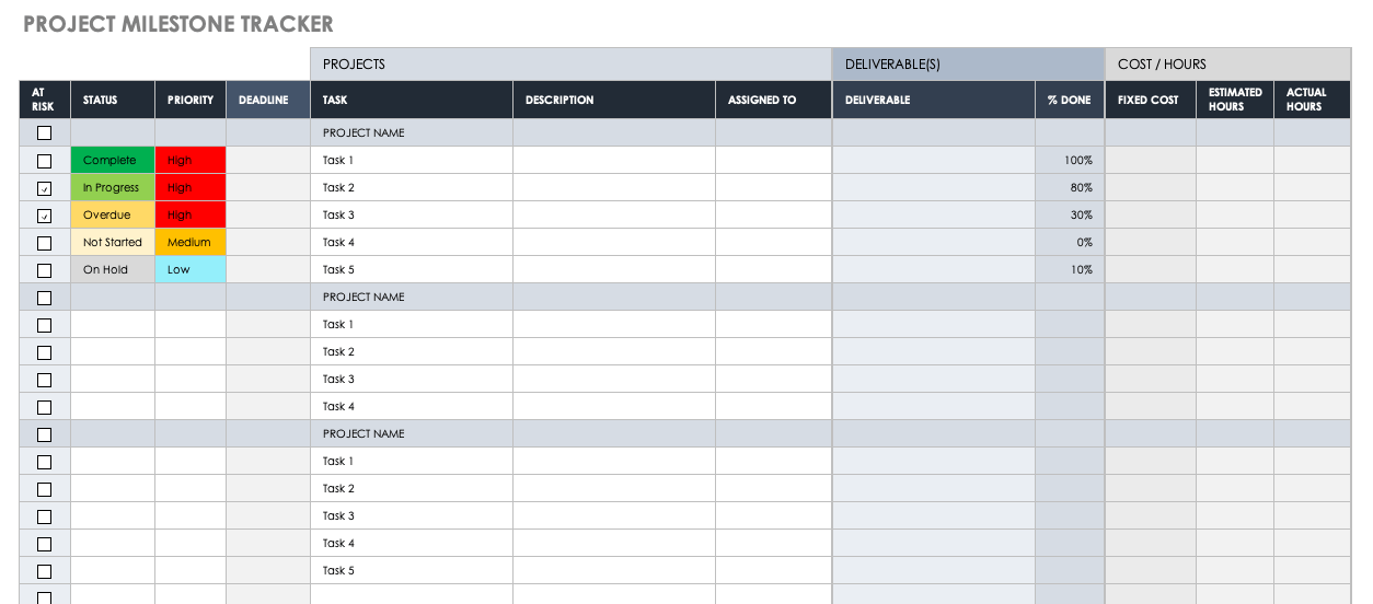 Project Milestone Tracker Template