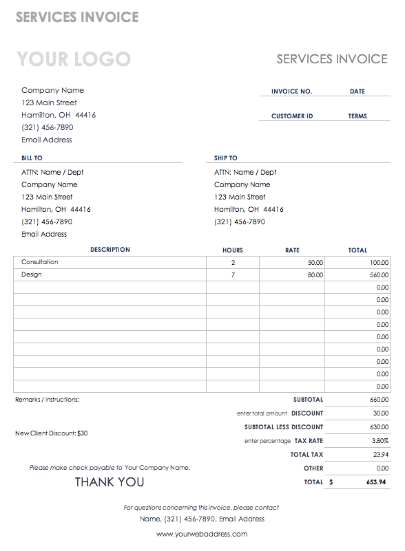 Services Invoice Template