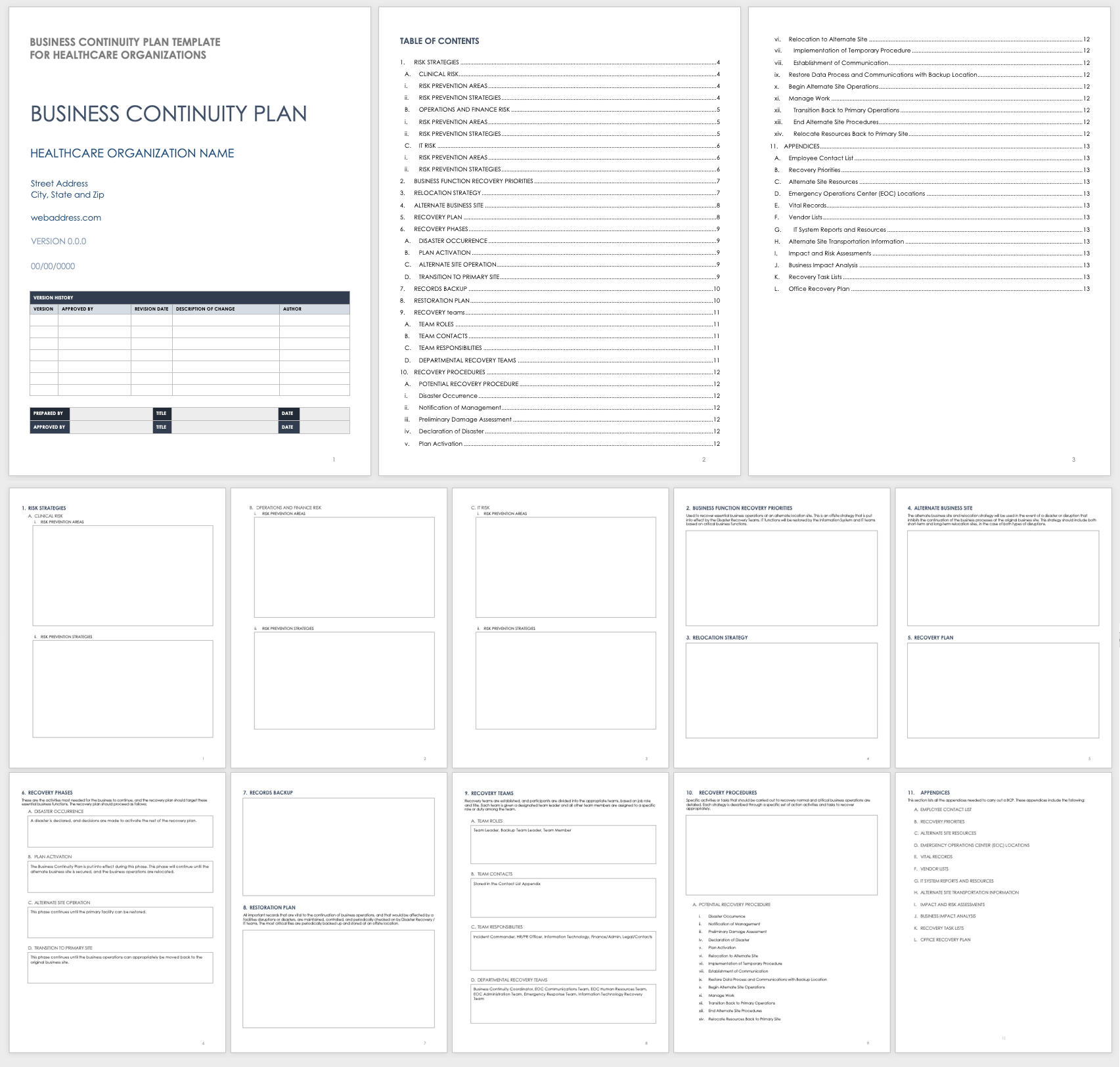 Business Continuity Plan Template for Healthcare Organizations Template