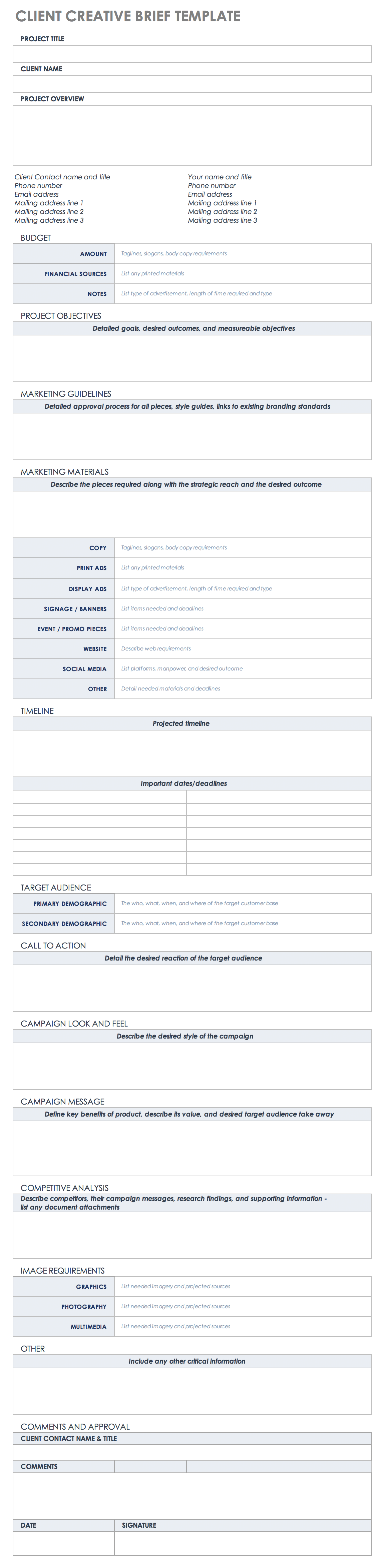 Client Creative Brief Template