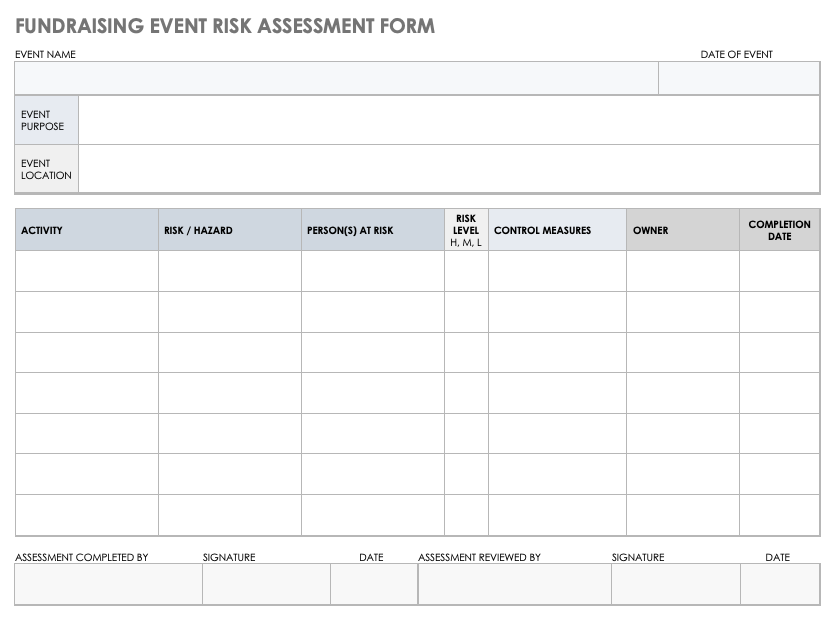 Fundraising Event Risk Assessment Form