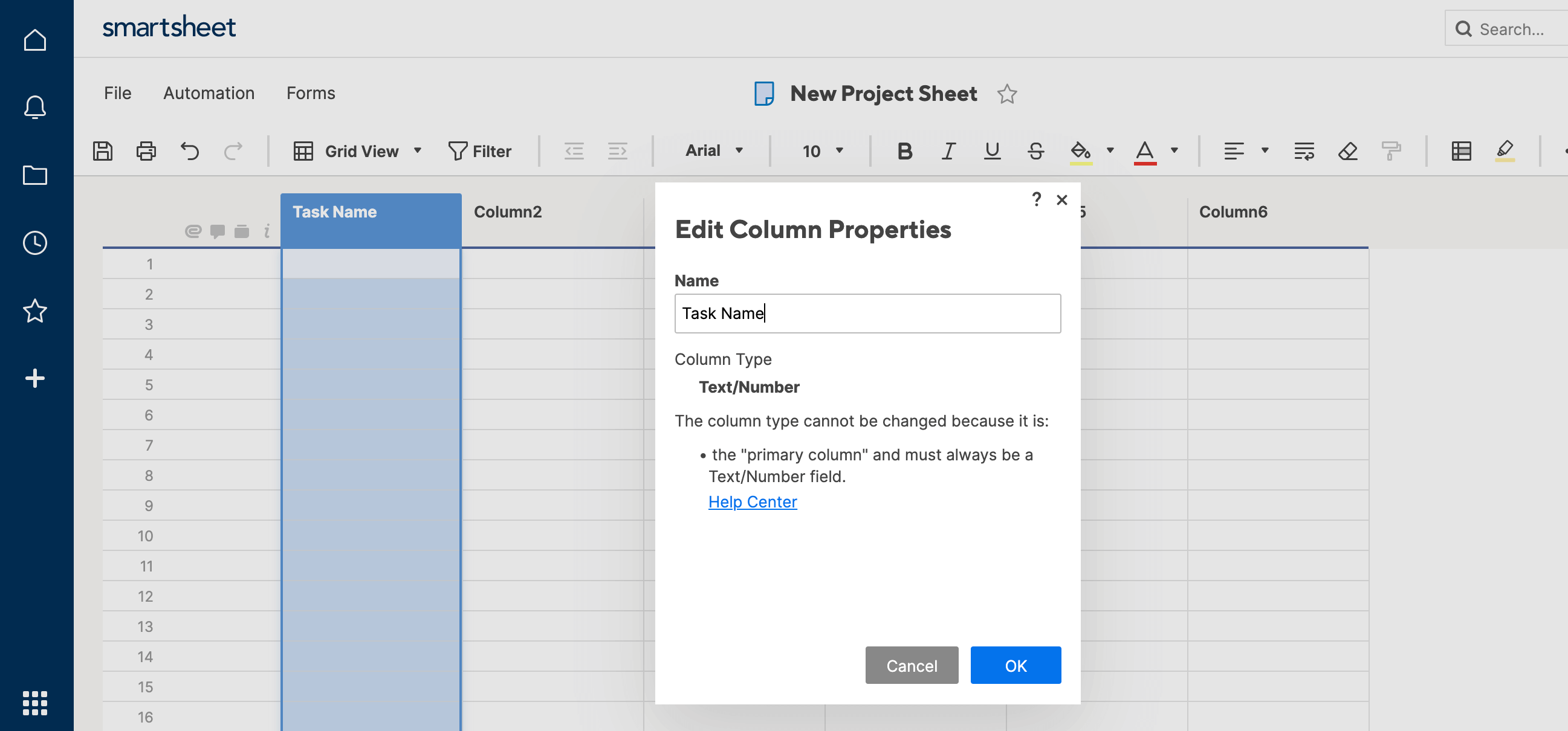 Add Task Name Column