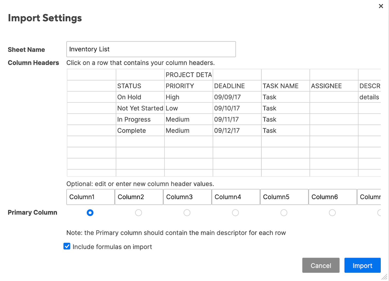 Import Excel File