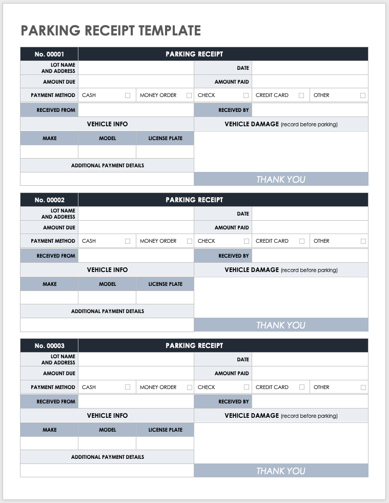 Parking Receipt Template