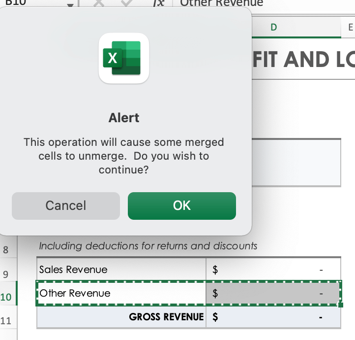 Revenue Customize Alert Menu