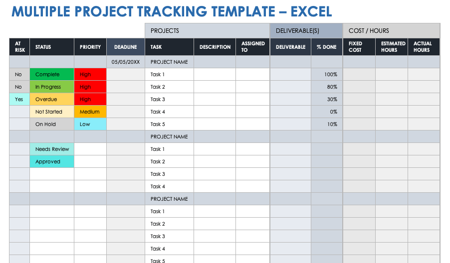 Multiple Project Tracking Template