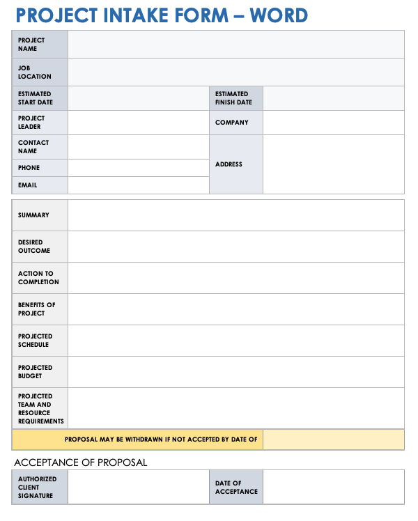 Project Intake Form