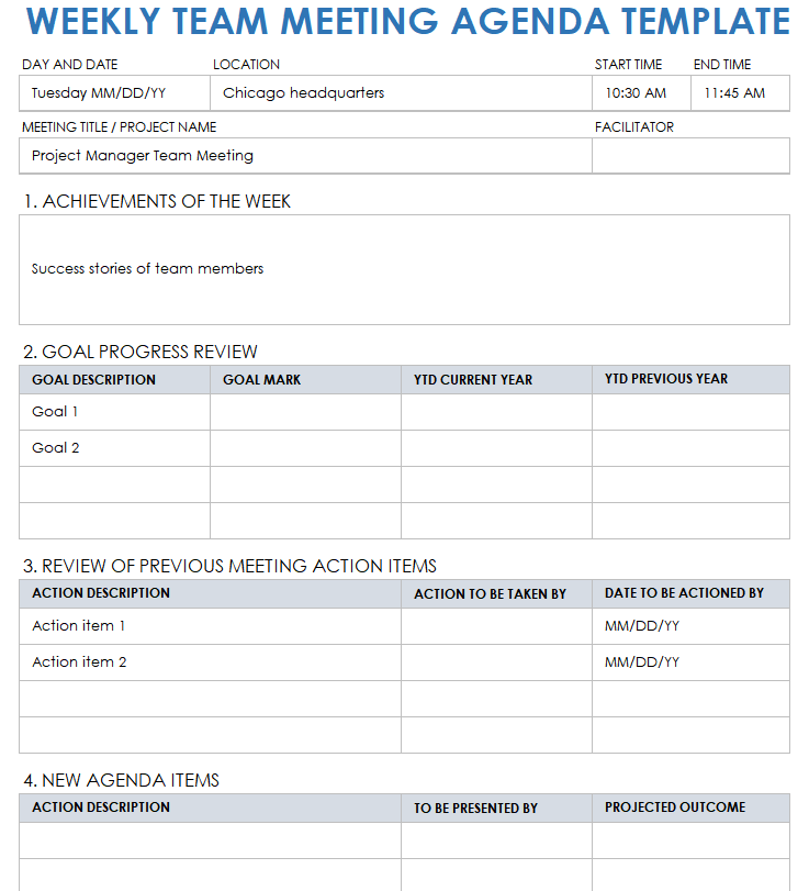 Weekly Team Meeting Agenda Template