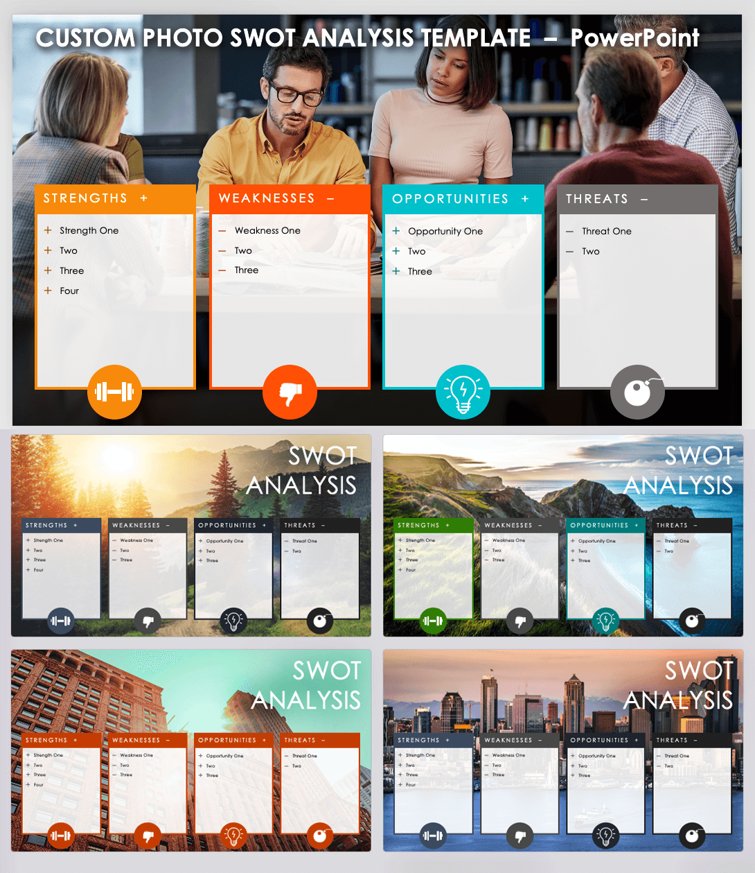 Custom Photo SWOT Analysis Template PowerPoint