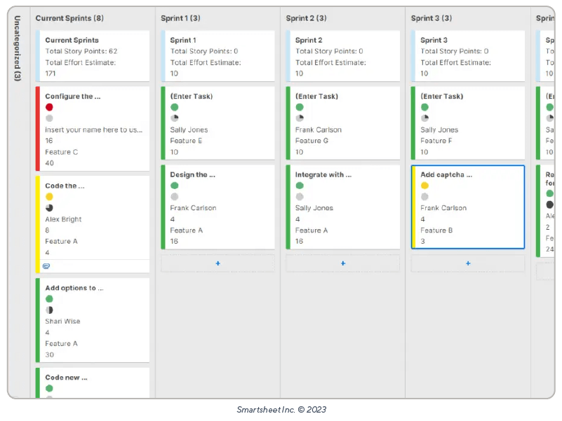 sprint planning board template smartsheet