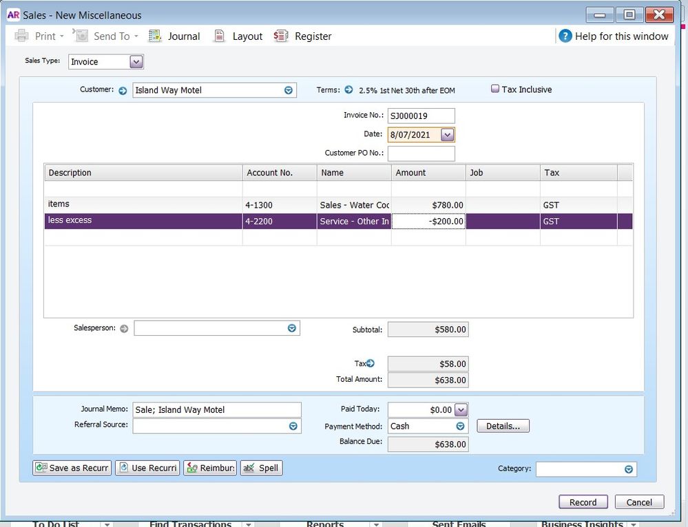 MYOB Invoice