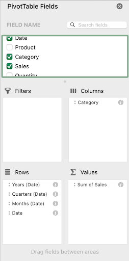 Excel Pivot Table Fields Pane