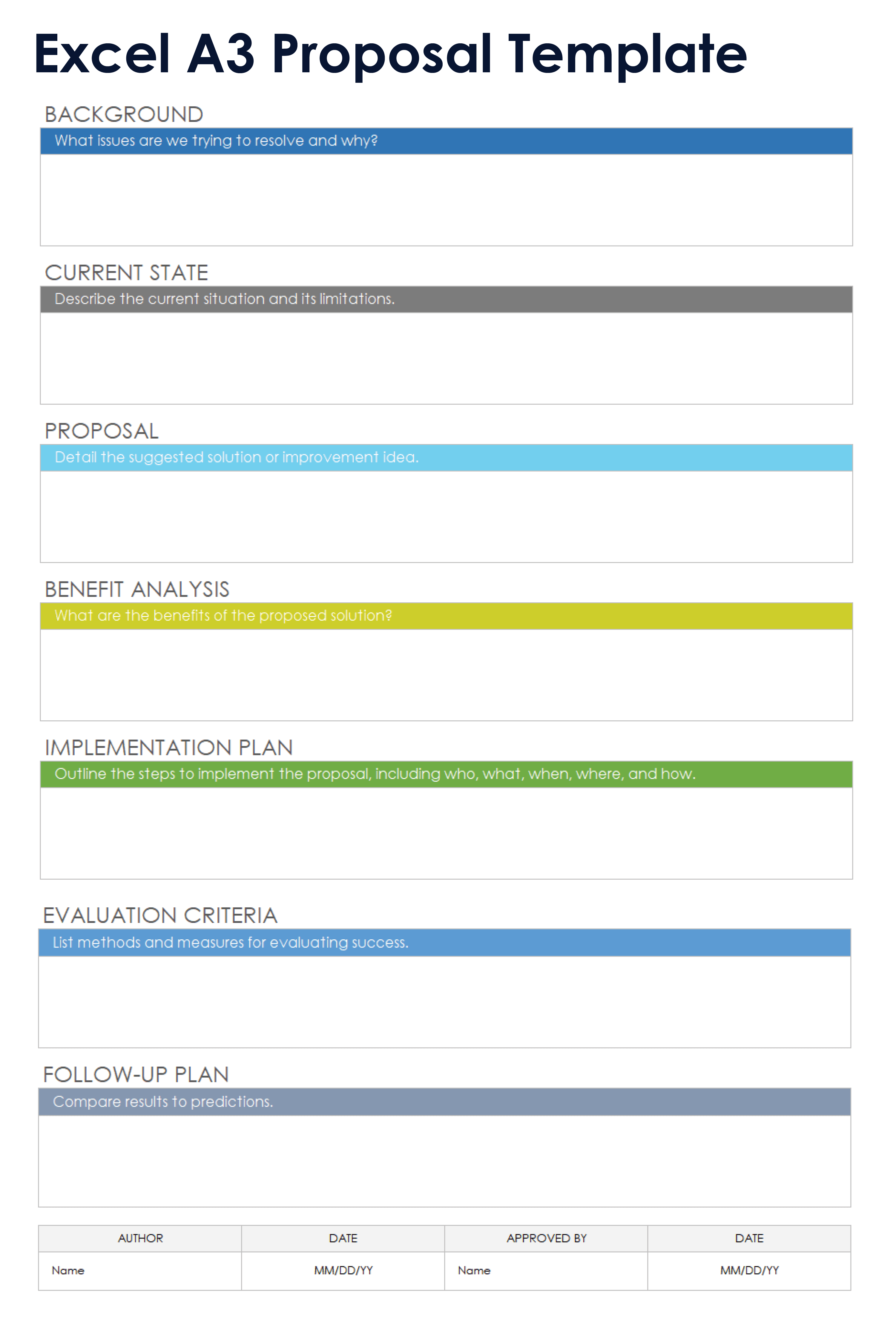 Excel A3 Proposal Template