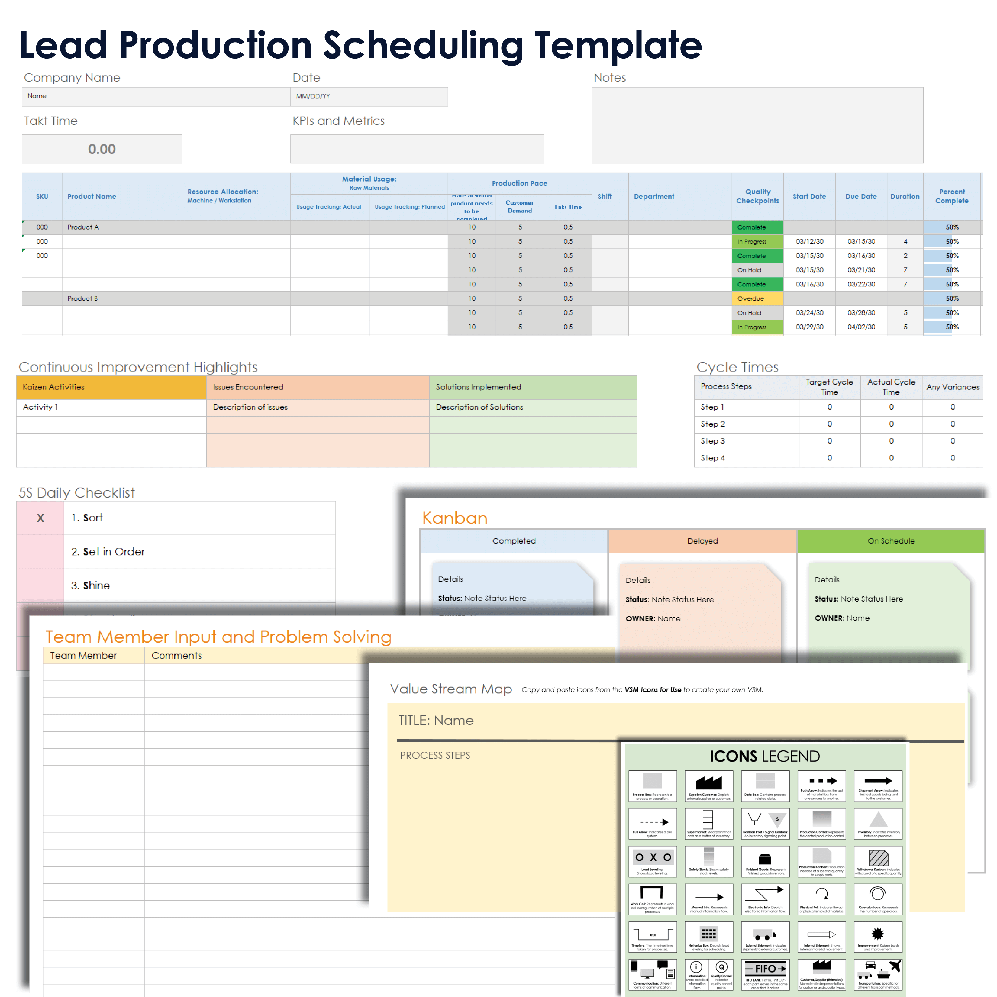 Lean Production Scheduling Template