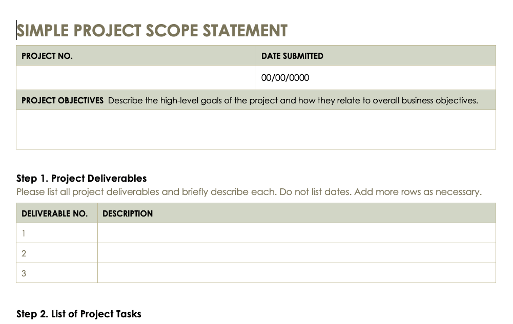 Simple Project Scope Statement