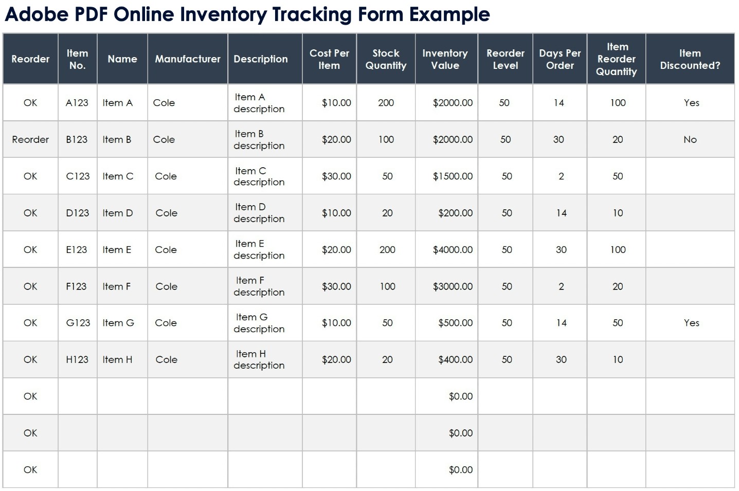 Adobe PDF Online Inventory Tracking Form