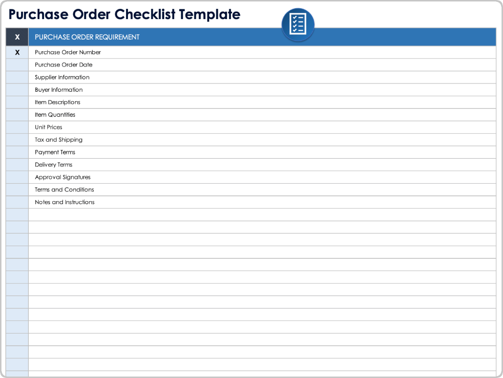 Purchase Order Checklist Template