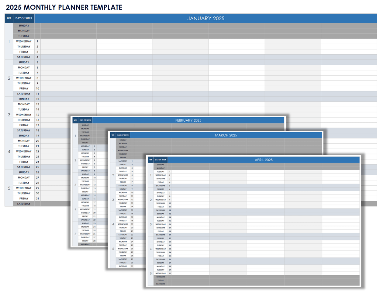 2025 Monthly Planner Template for Google Sheets