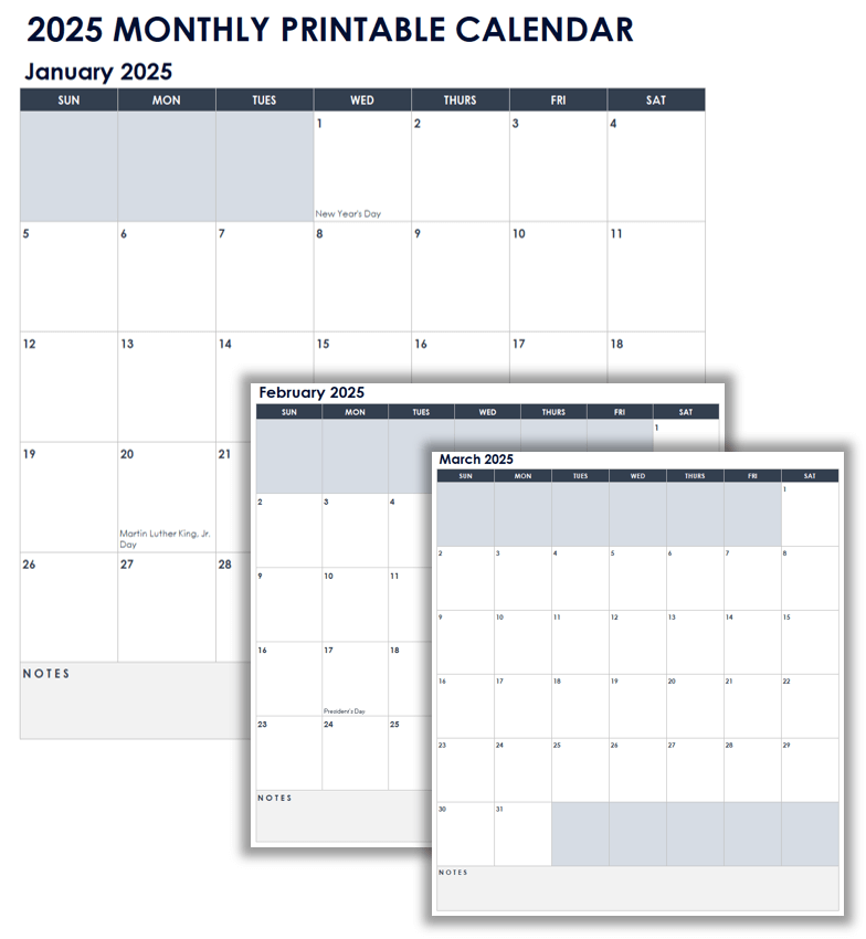 2025 Monthly Printable Calendar