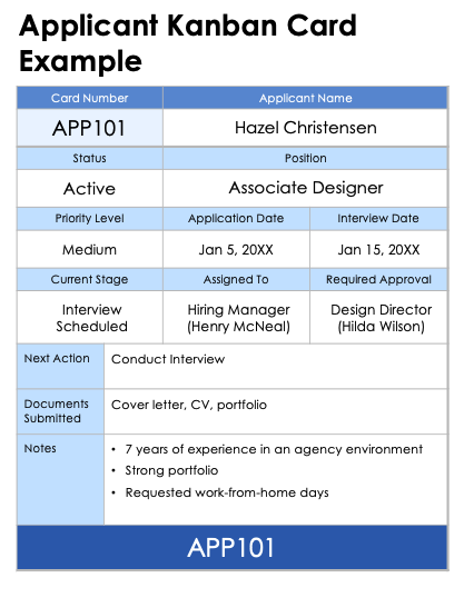 Applicant Kanban Card Example