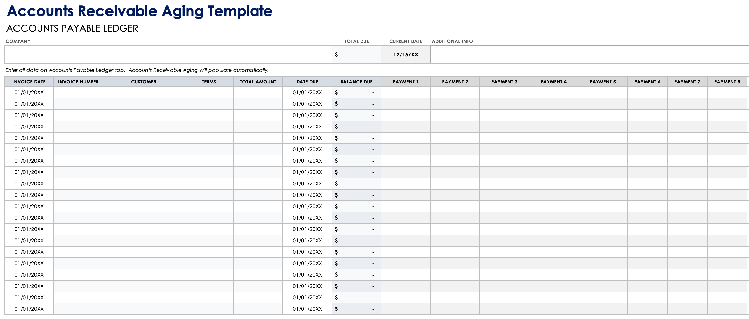 Accounts Receivable Aging Template