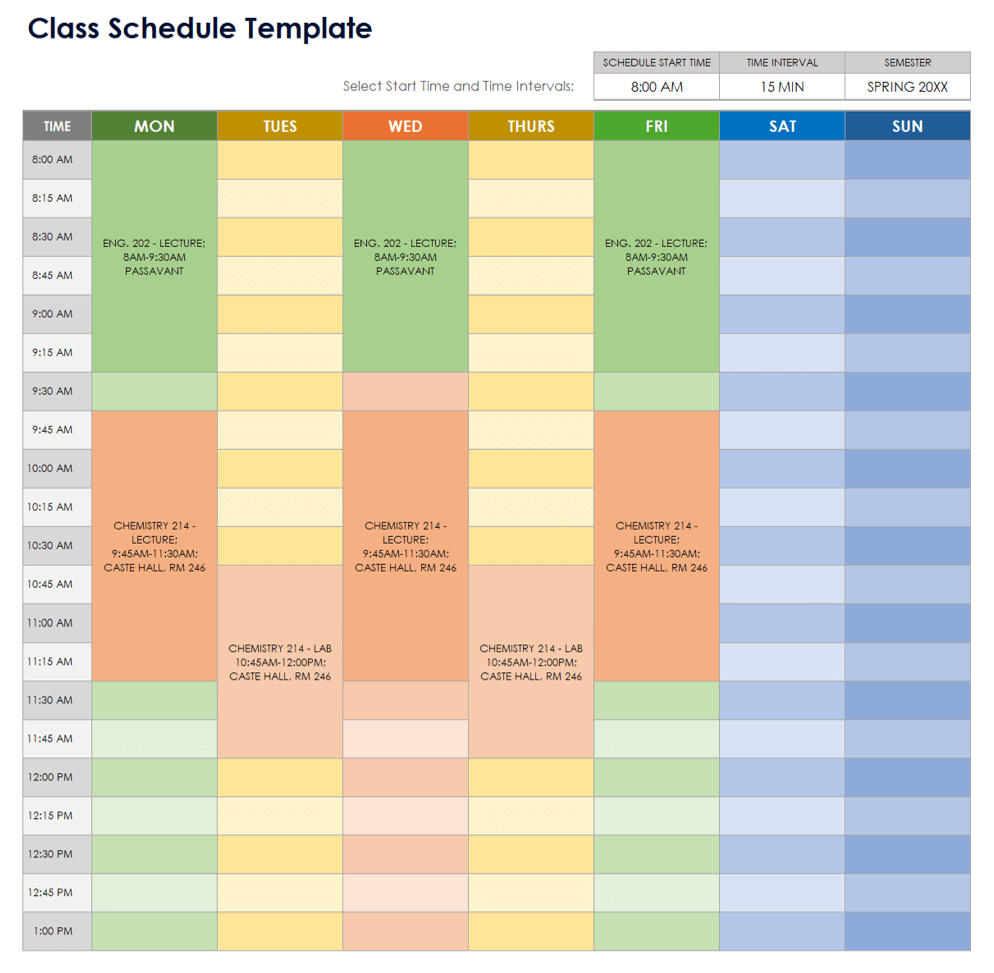 Class Schedule Template