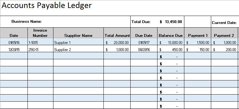 Accounts Payable Journal Template