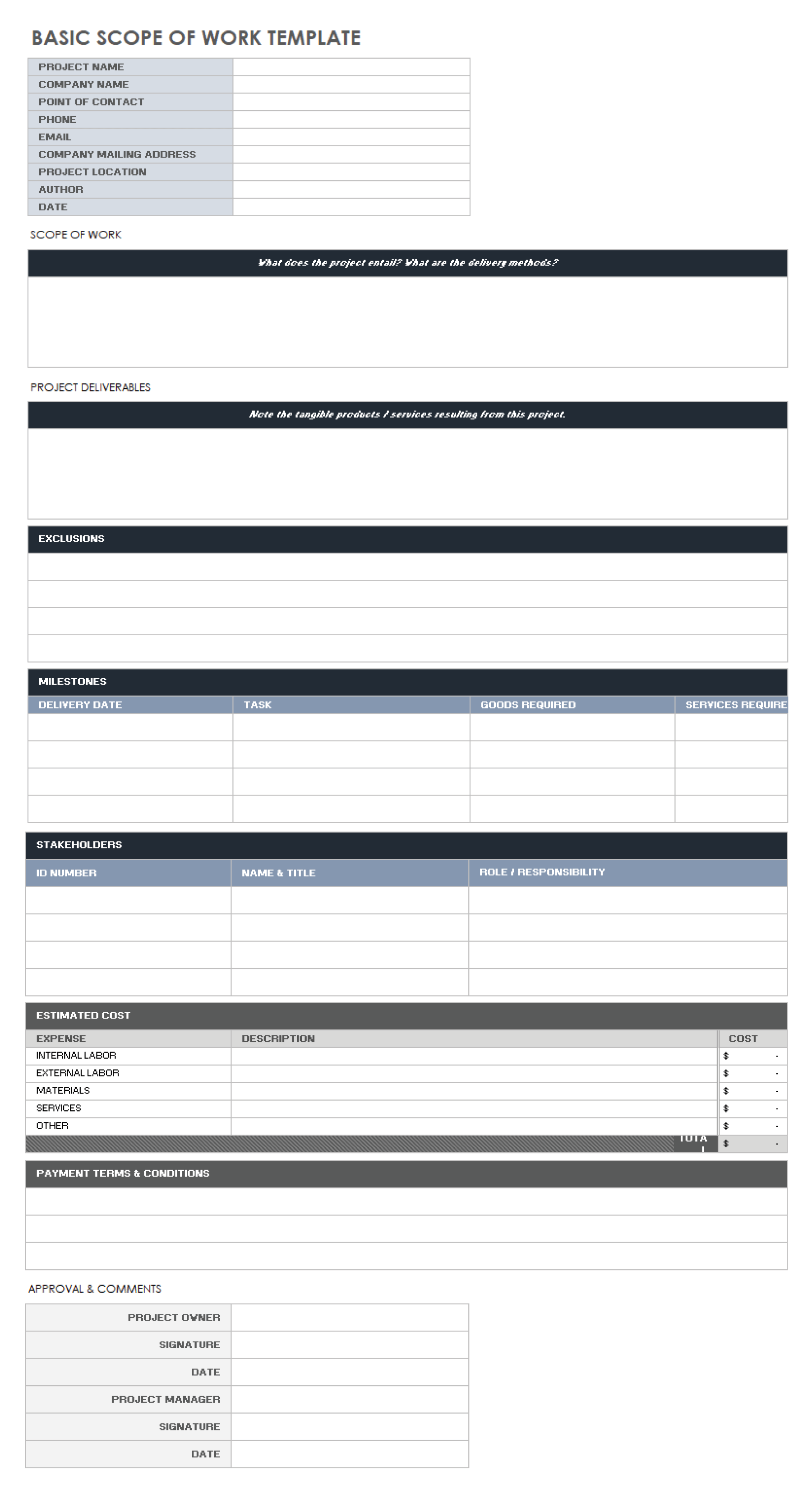 Basic Scope of Work Template