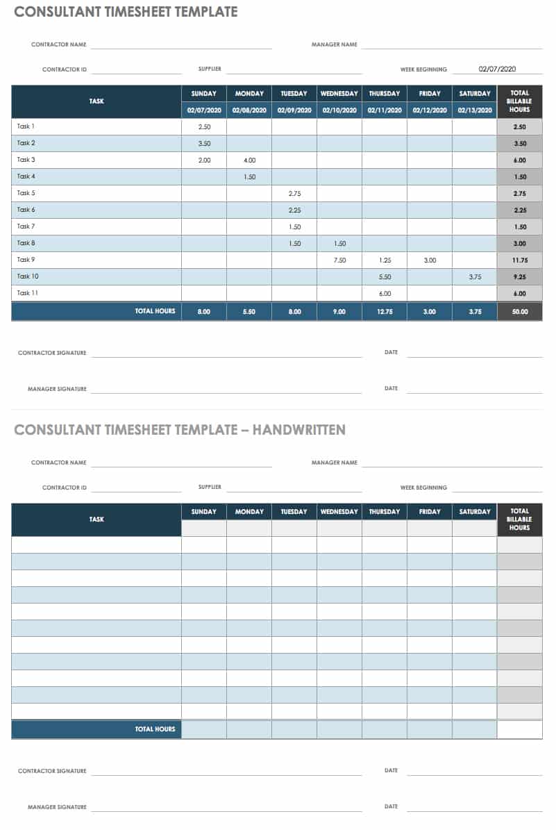 Consultant Timesheet Template