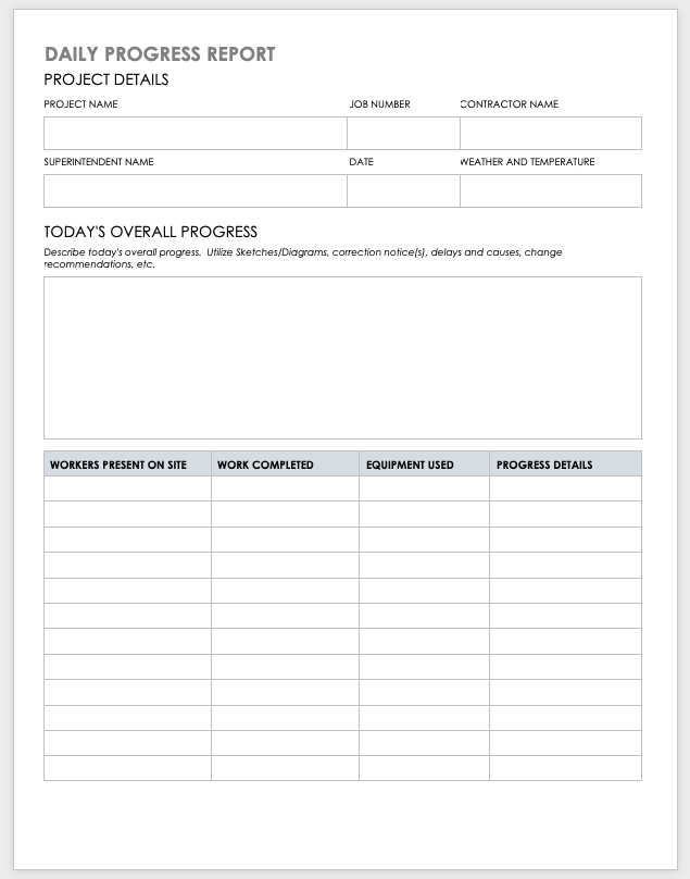 Daily Project Progress Report