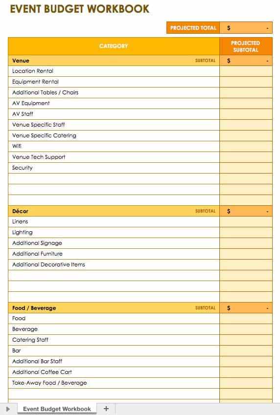 Event Budget Workbook