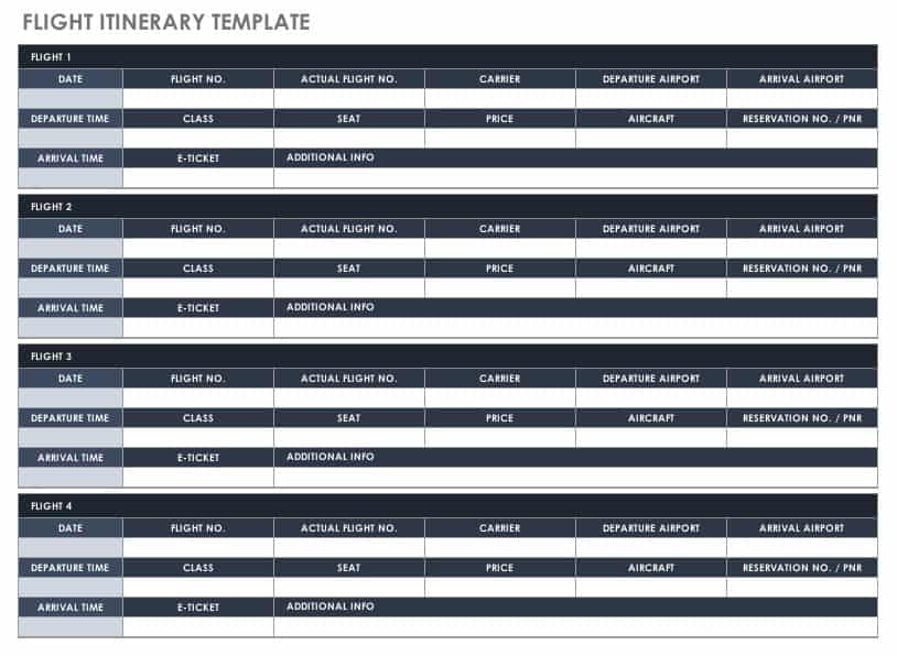 Flight Itinerary Template