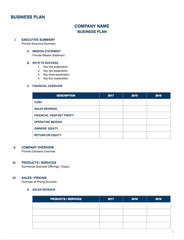 Business Plan Template