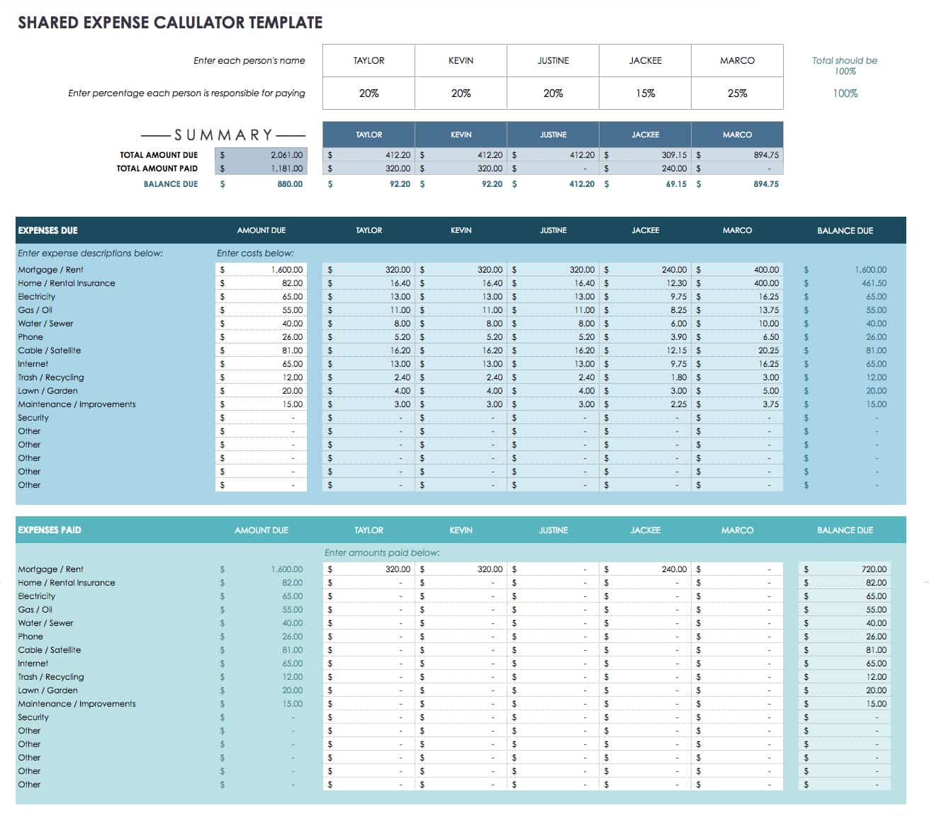 Shared Expense Calculator