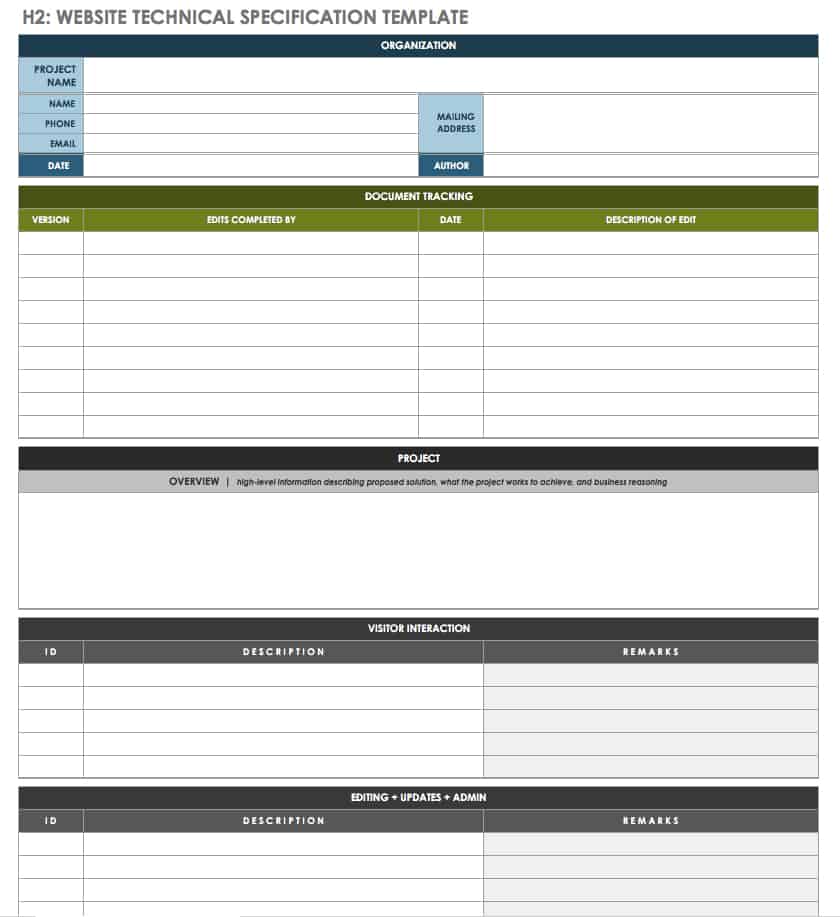 Website Technical Specification Template