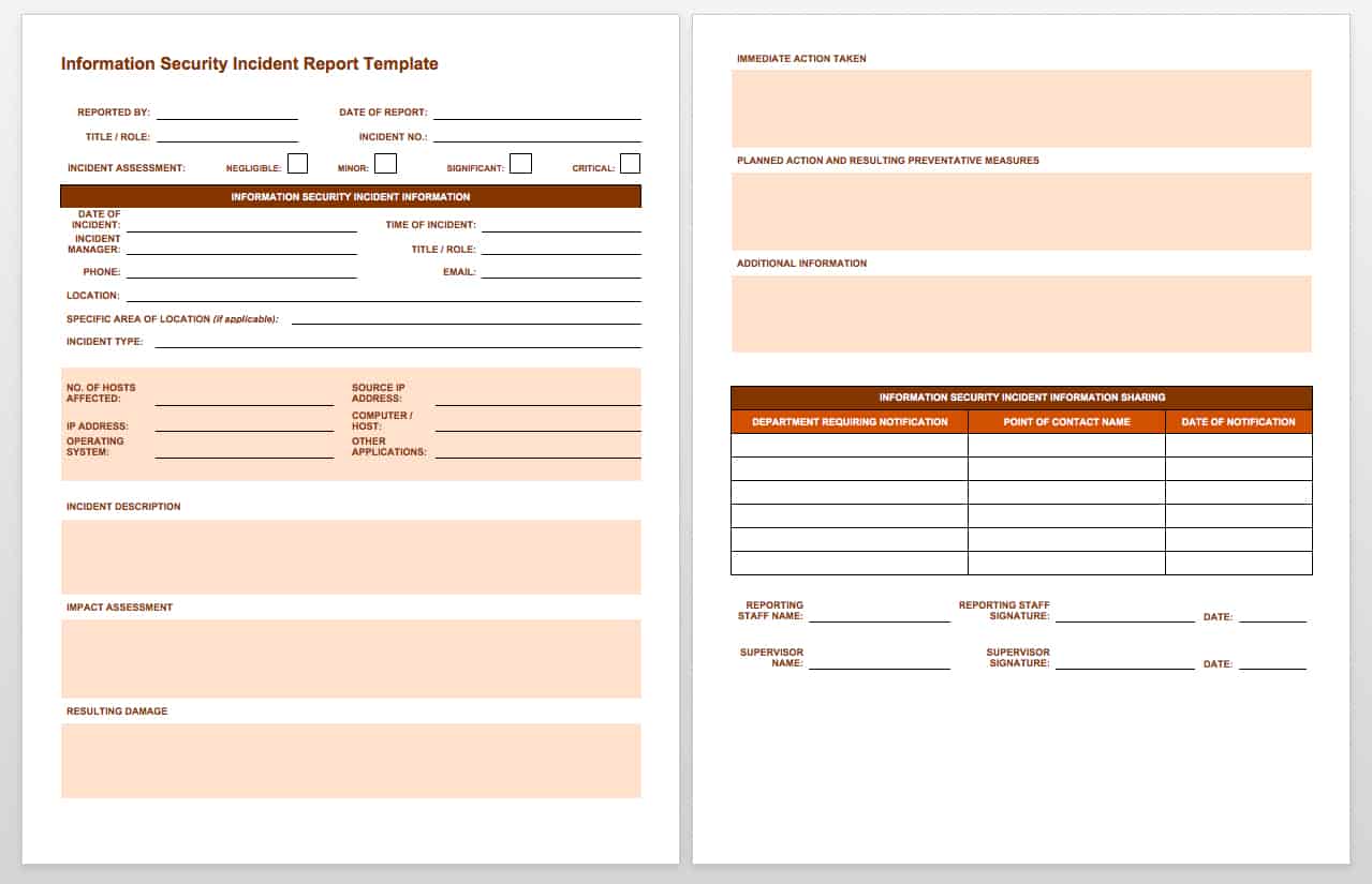 Information Security Incident Report Template