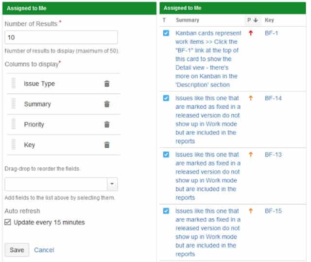 Edit Gadget Settings in Jira