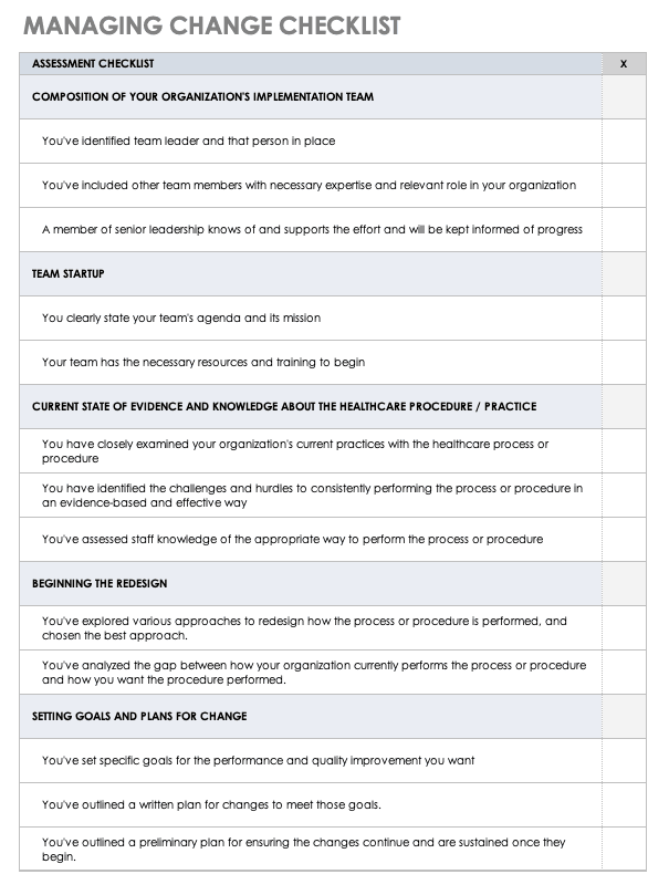 Managing Change Checklist