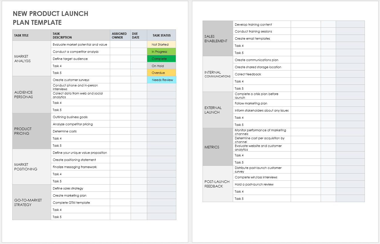 New Product Launch Plan Template