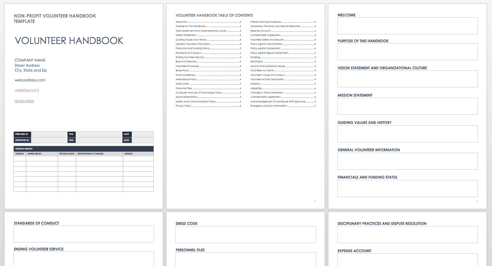 Non Profit Volunteer Handbook Template