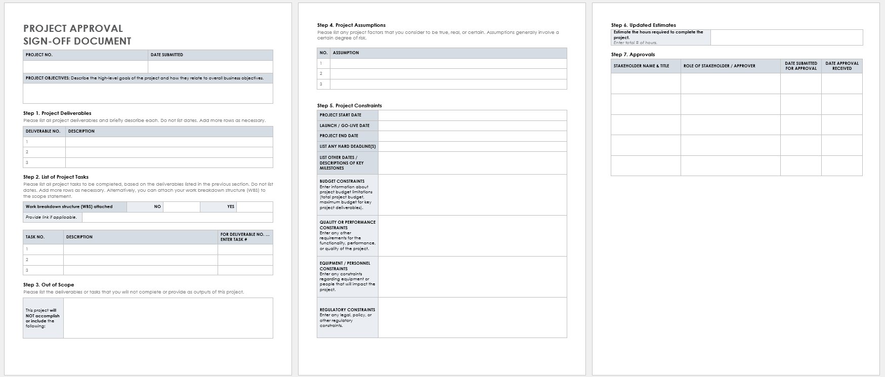 Project Approval Sign Off Document.