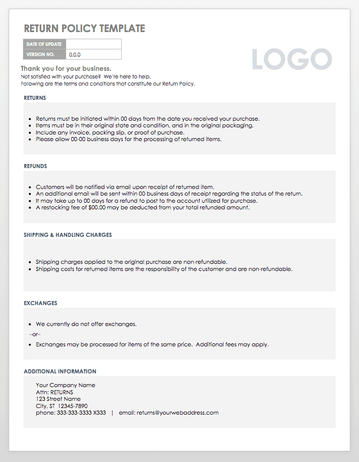 Return Policy Template