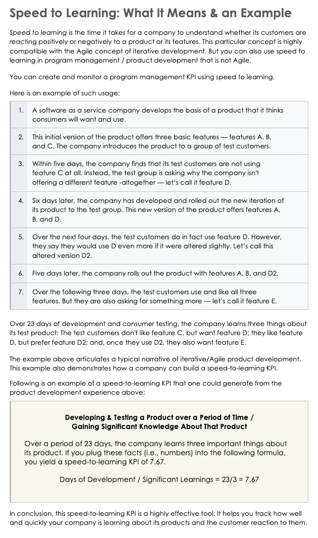 Speed to Learning Cheat Sheet with Examples