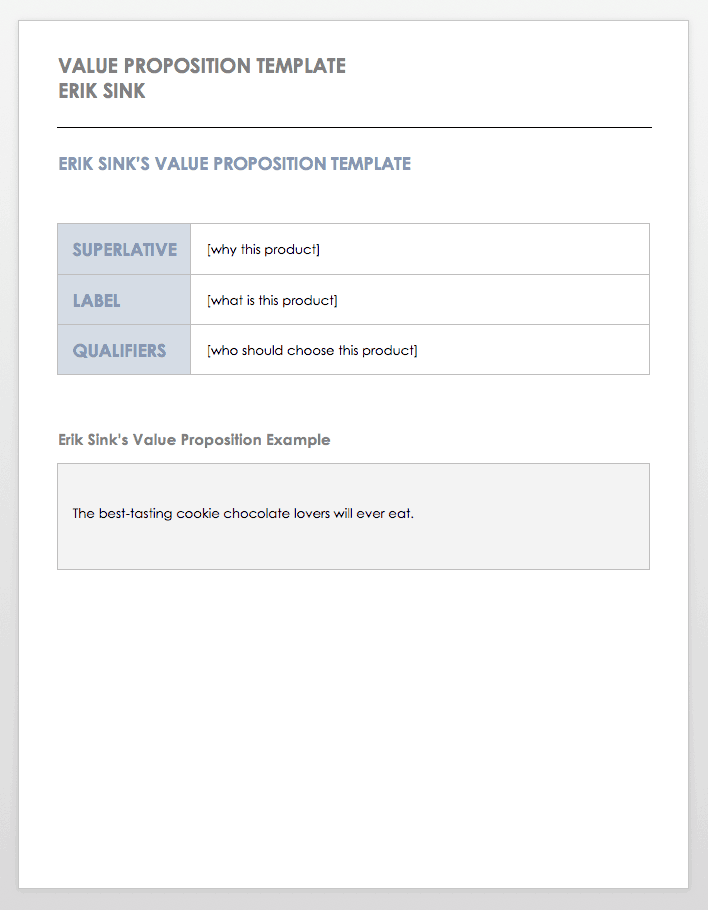 Positioning Statement Template Erik Sink