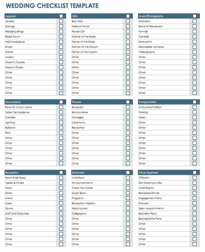 Wedding Checklist Template