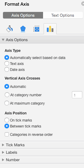 Axis dropdown menu in Excel